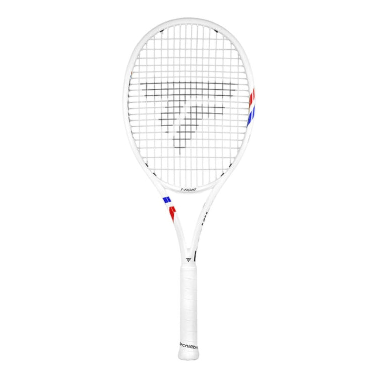 Raqueta de tenis Tecnifibre T-Fight 270g blanca con detalles tricolores, disponible en Radach Sports