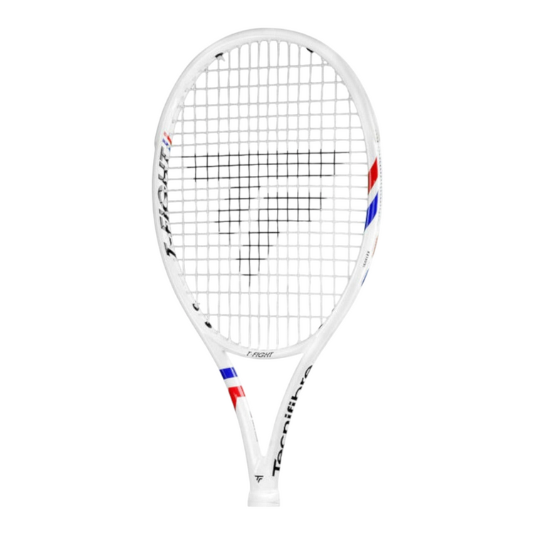 Raqueta de tenis Tecnifibre T-Fight 255g blanca con detalles tricolores, disponible en Radach Sports