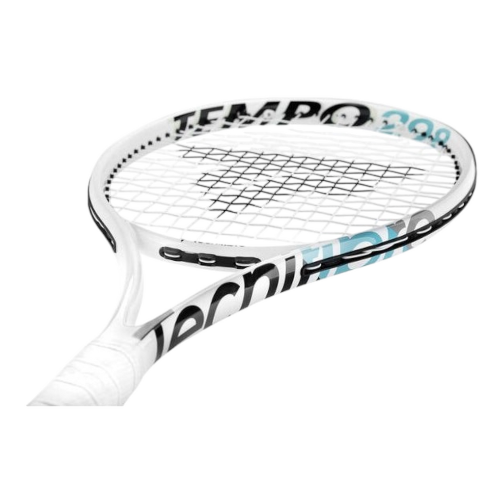 Raqueta de tenis Tecnifibre Tempo 298 Iga Swiatek blanca en Radach Sports, vista detallada del marco y encordado.