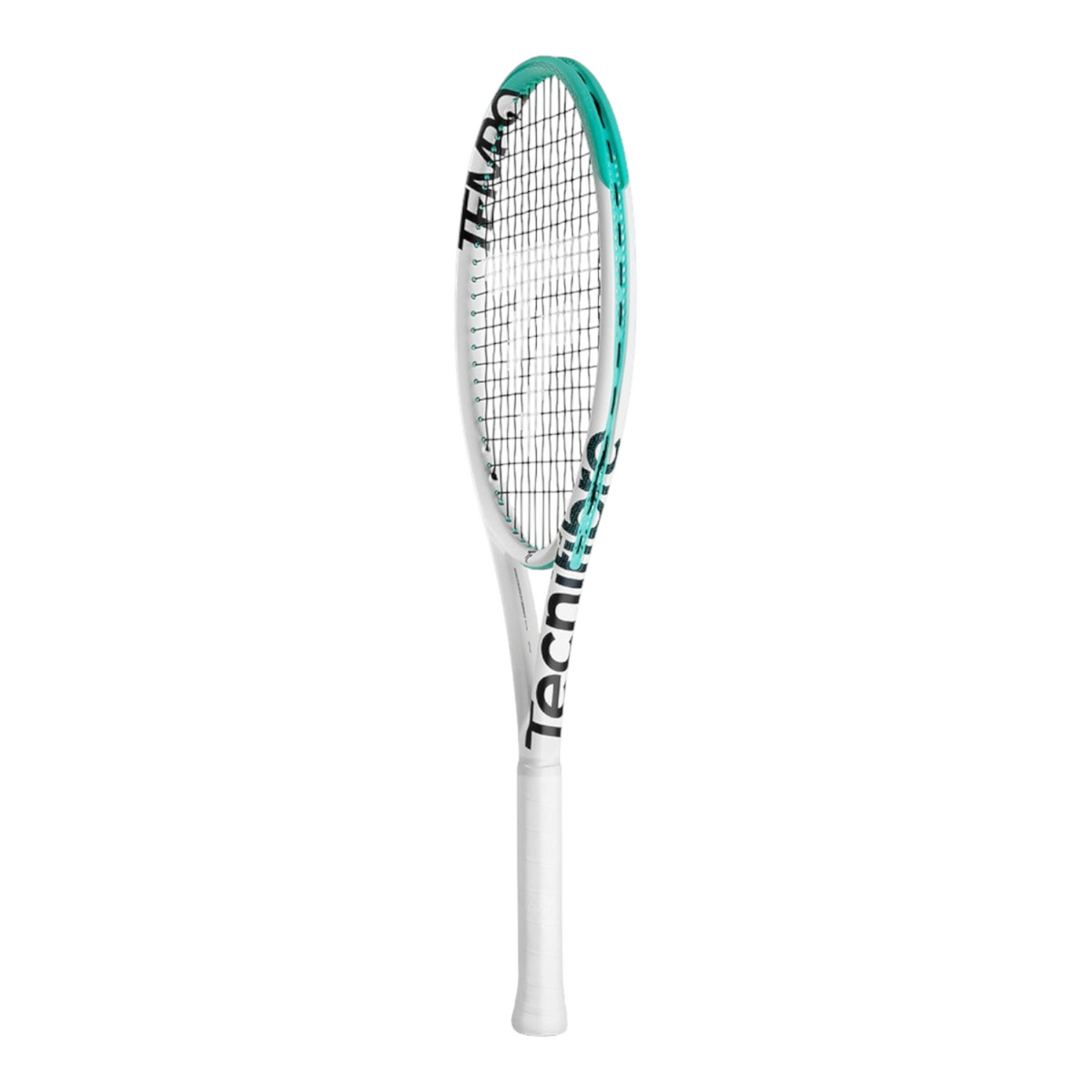 Raqueta de tenis Tecnifibre Tempo 255 V2 de Radach Sports en color blanco con detalles en verde turquesa