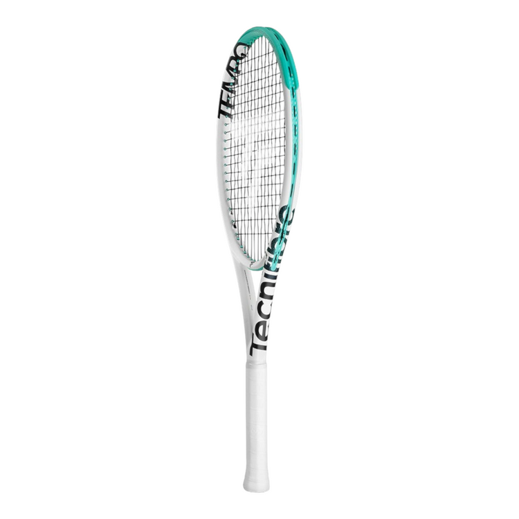Raqueta de tenis Tecnifibre Tempo 255 V2 de Radach Sports en color blanco con detalles en verde turquesa