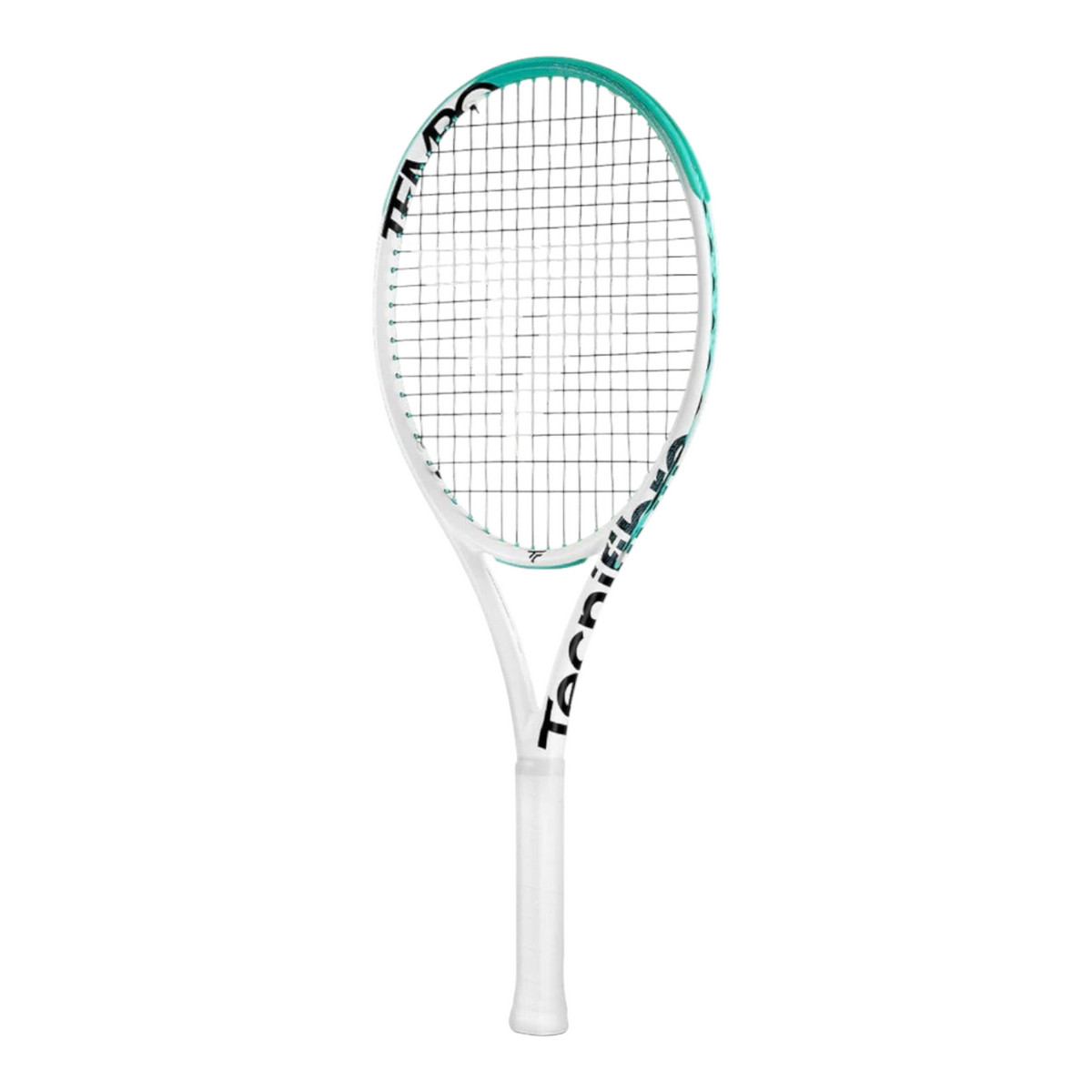 Raqueta de tenis Tecnifibre Tempo 255 V2 de Radach Sports en color blanco con detalles en verde azulado