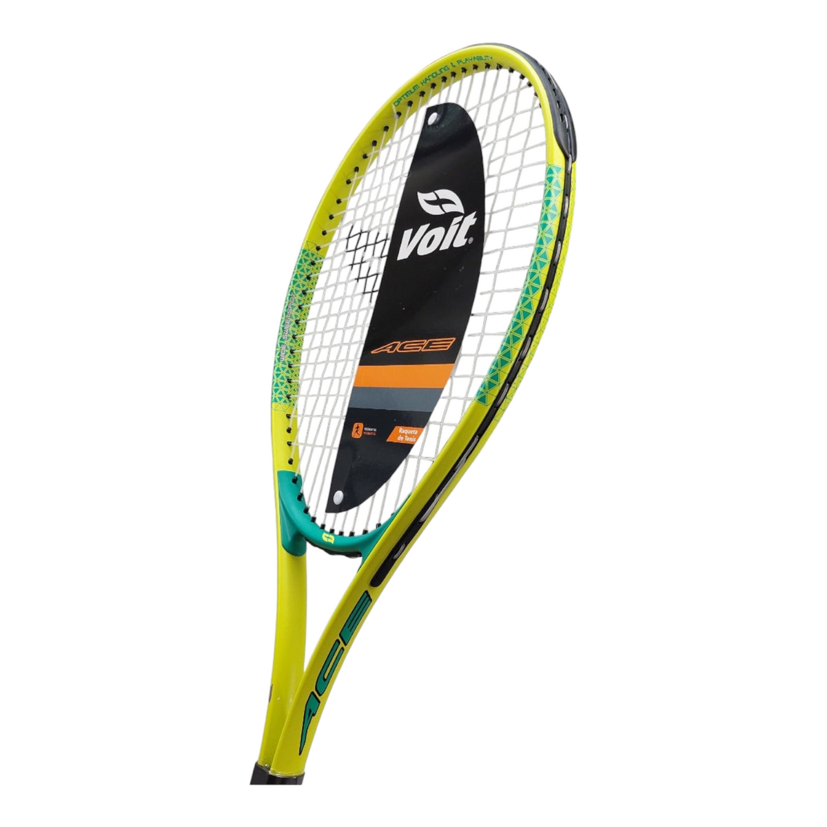 Raqueta de tenis Radach Sports Voit Sr Ace en color amarillo vibrante con diseño ergonómico y encordado profesional