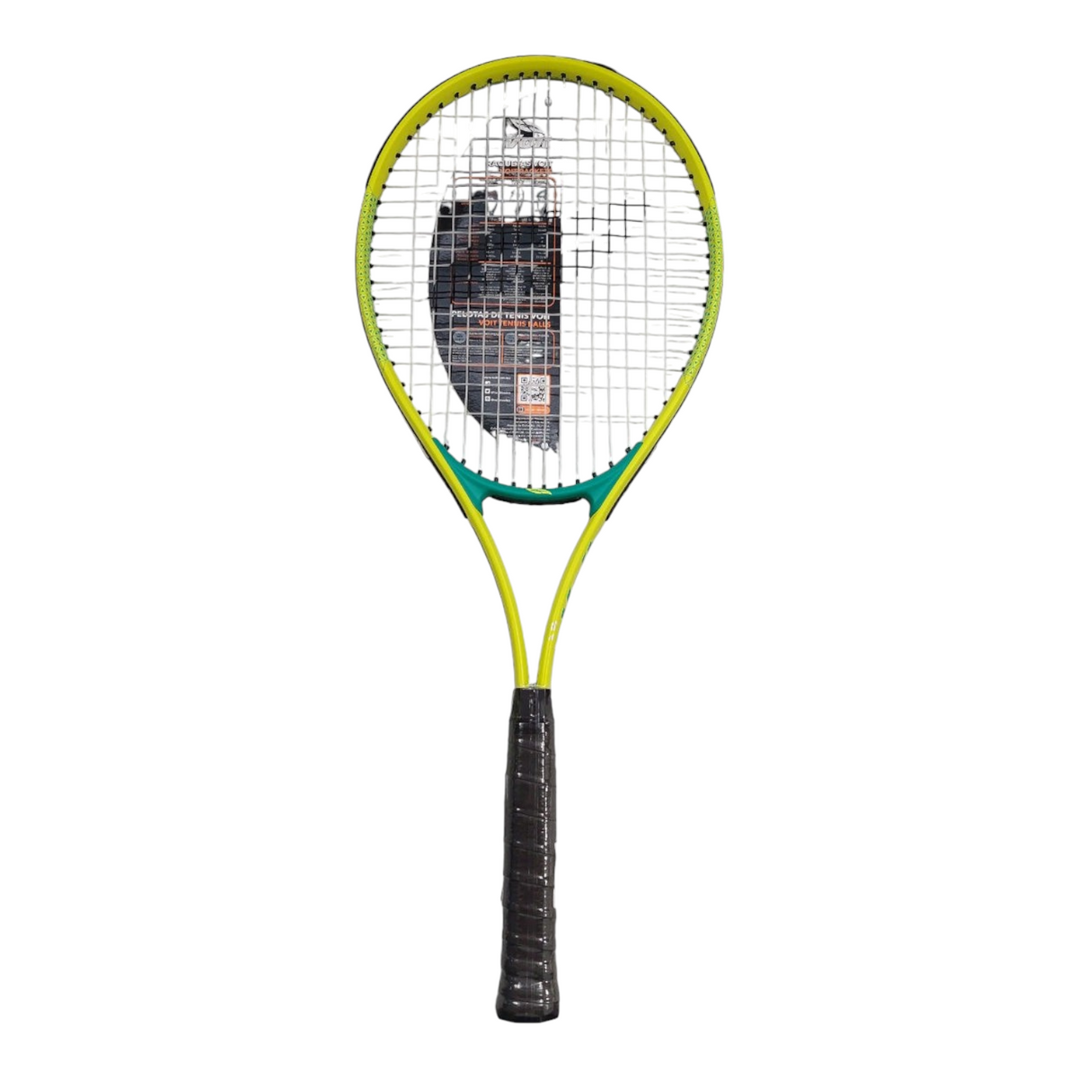 Raqueta de tenis Radach Sports Voit Sr Ace en color amarillo vibrante con detalles en verde y mango negro