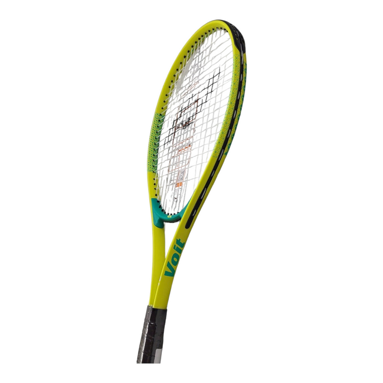 Raqueta de tenis Radach Sports Voit Sr Ace en color amarillo vibrante con detalles verdes para jugadores adultos