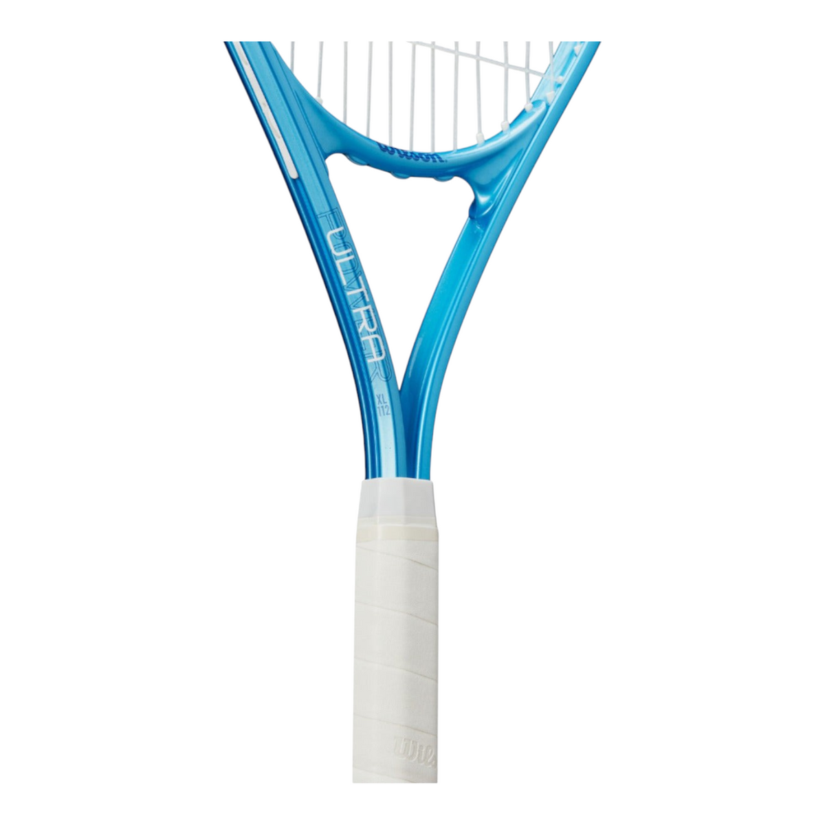 Raqueta de tenis Wilson Ultra Power 112 XL de Radach Sports en color azul con empuñadura blanca y marco de aluminio.