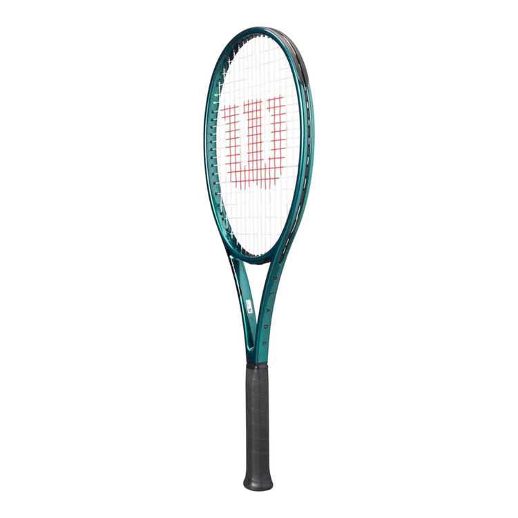 Raqueta de tenis Radach Sports Wilson Blade Pro 98 V9 en color verde esmeralda con patrón de encordado 16x19