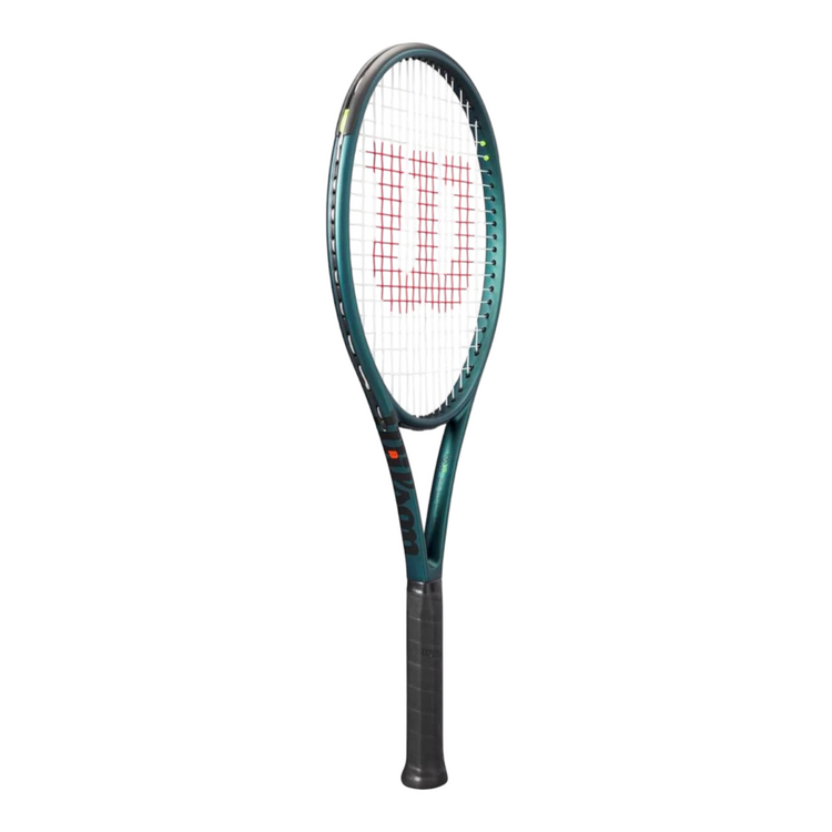 Raqueta de tenis Radach Sports Wilson Blade 100L V9 en color verde esmeralda mate con detalles en naranja