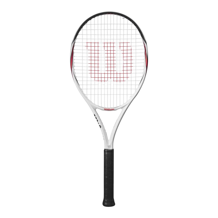 Raqueta de tenis Radach Sports Wilson Hammer BLX 100 blanca con marco de grafito y patrón de encordado 16x19