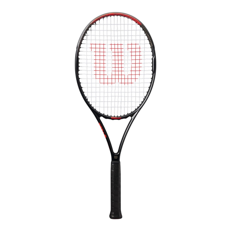Raqueta de tenis Wilson Pro Staff Precision 103 de Radach Sports, color negro con detalles rojos y patrón 16x20