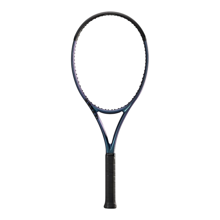 Raqueta de tenis Radach Sports Wilson Ultra 100L V4 de 280g con acabado azul iridiscente y marco aerodinámico