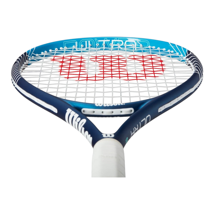 Raqueta de tenis Radach Sports Wilson Ultra Power 105 RXT azul y blanca con encordado de alto rendimiento
