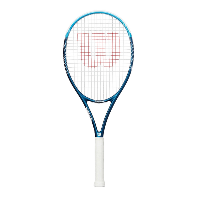 Raqueta de tenis Wilson Ultra Power 105 RXT de Radach Sports en color azul con encordado y logo rojo en el centro