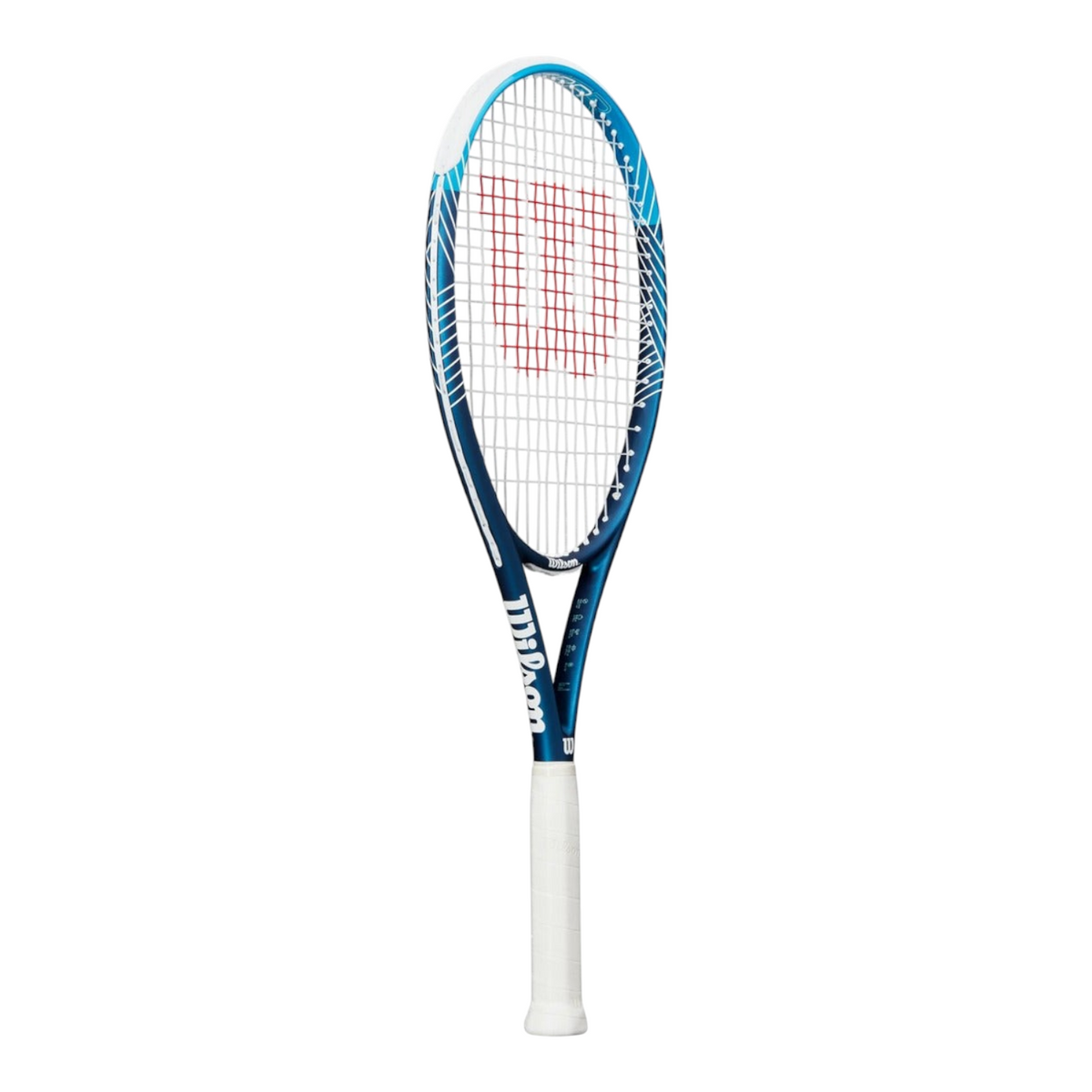 Raqueta de tenis Wilson Ultra Power 105 RXT azul y blanca de Radach Sports con patrón de encordado 16x19