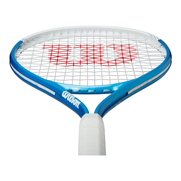 Raqueta de tenis Wilson Ultra Power 112 XL de Radach Sports en color azul y blanco con encordado profesional