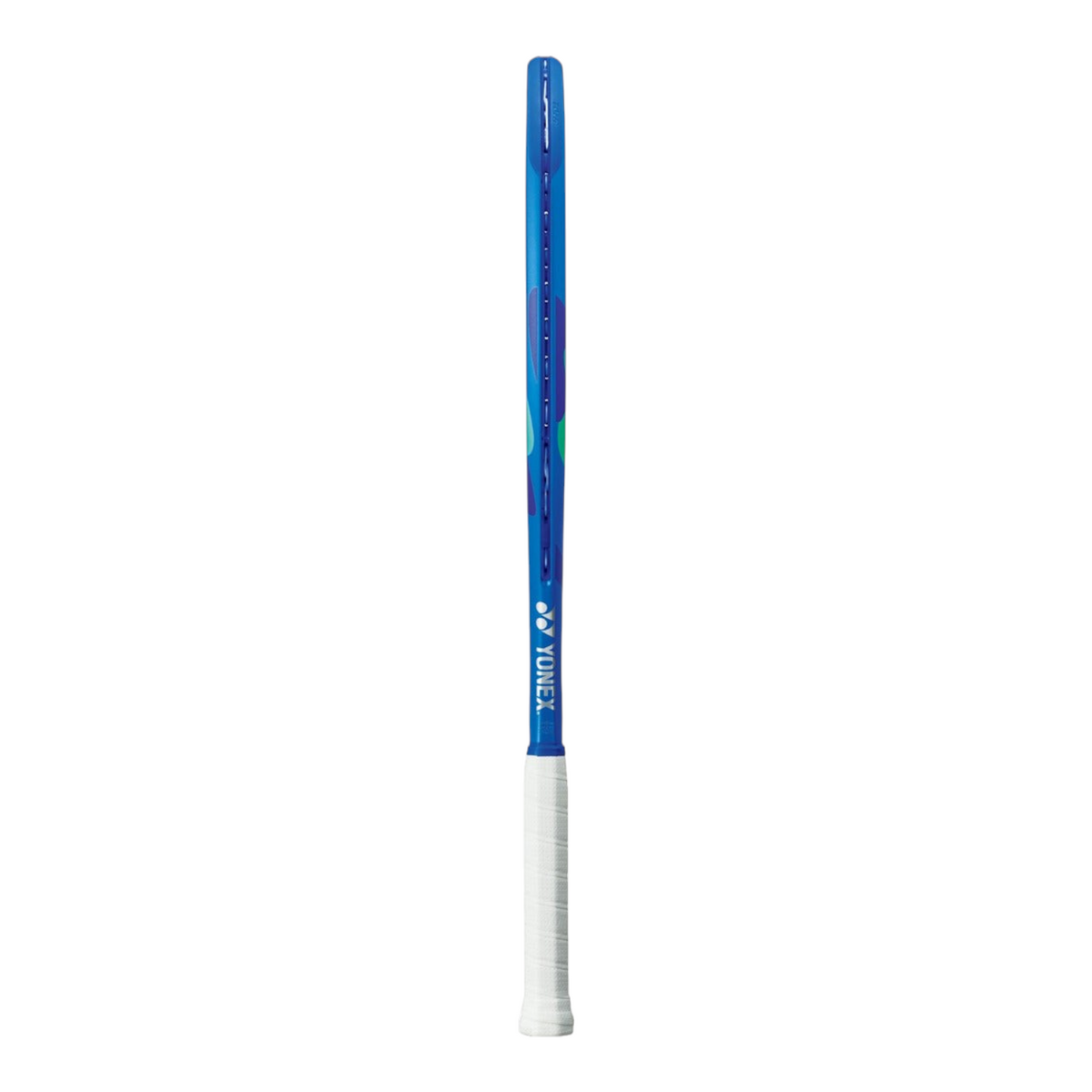 Raqueta de tenis Radach Sports Yonex Ezone 100L 2025 en color azul Blast Blue con empuñadura blanca, vista lateral