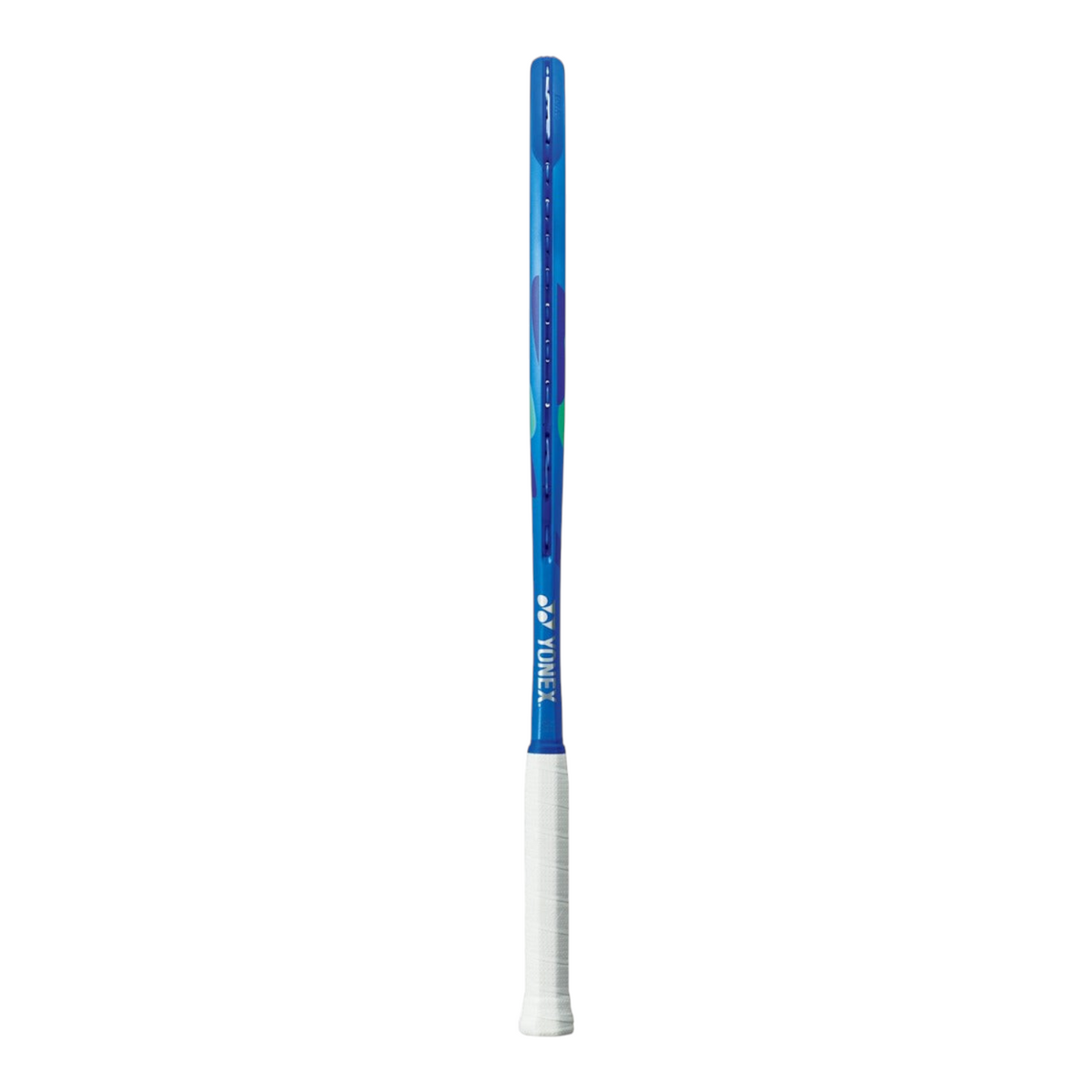 Raqueta de tenis Yonex Ezone 98 2025 Blast Blue de Radach Sports, vista lateral del marco azul con grip blanco.