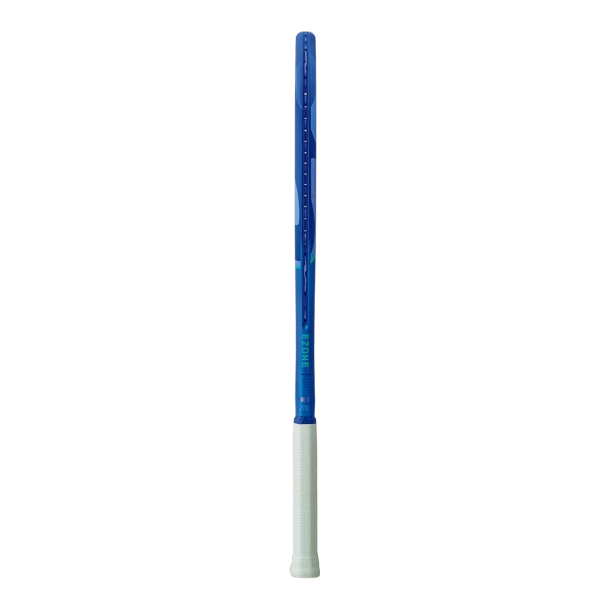 Raqueta de tenis Radach Sports Yonex Ezone Alpha azul de 275g con empuñadura blanca, vista lateral del perfil