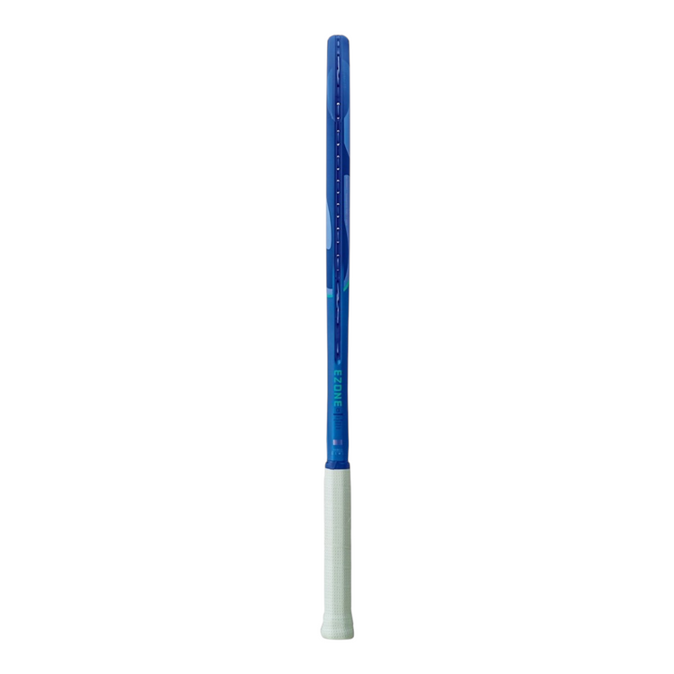 Raqueta de tenis Radach Sports Yonex Ezone Alpha azul de 275g con empuñadura blanca, vista lateral del perfil
