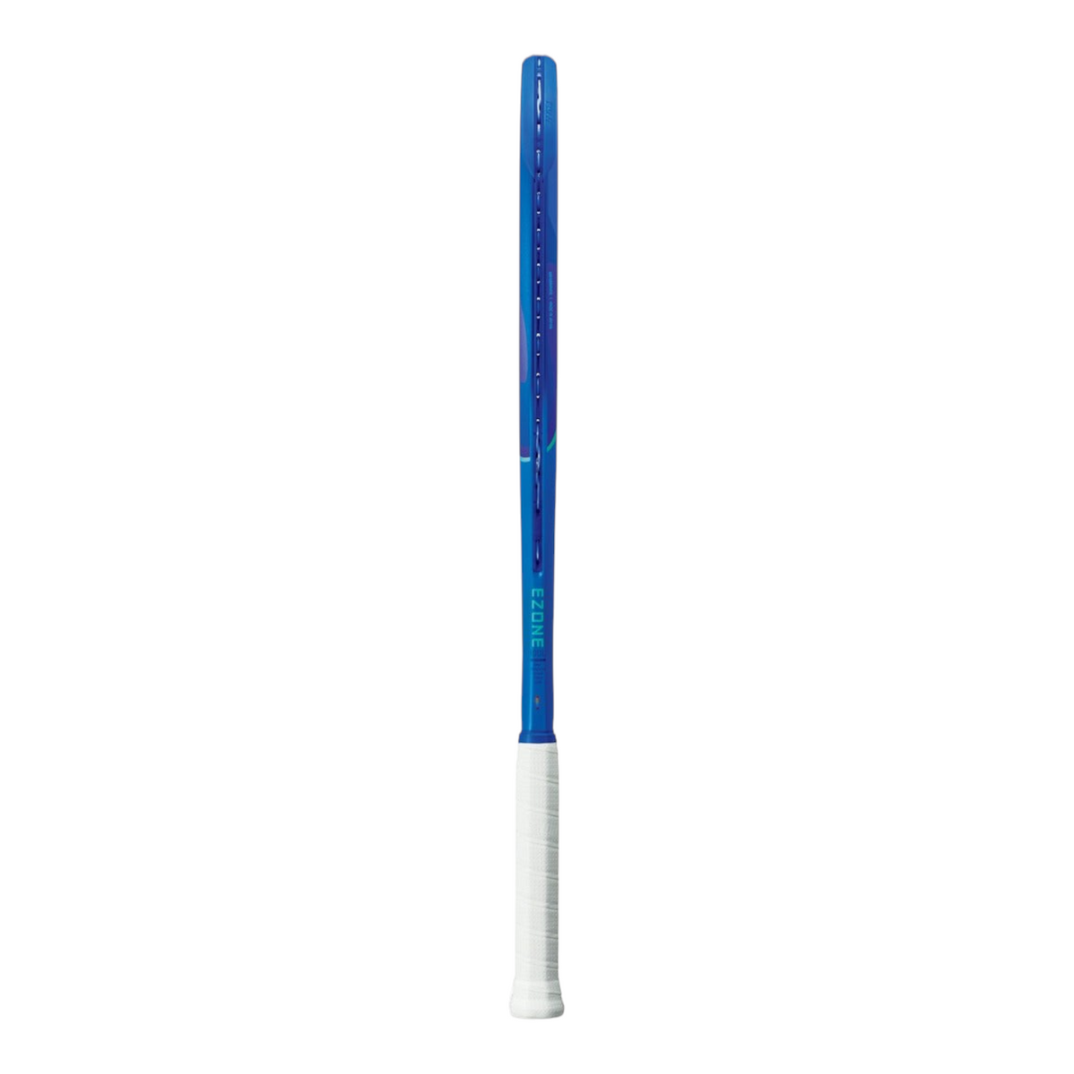 Raqueta de tenis Yonex Ezone 100L 2025 Blast Blue de Radach Sports, vista lateral del marco ligero y empuñadura blanca