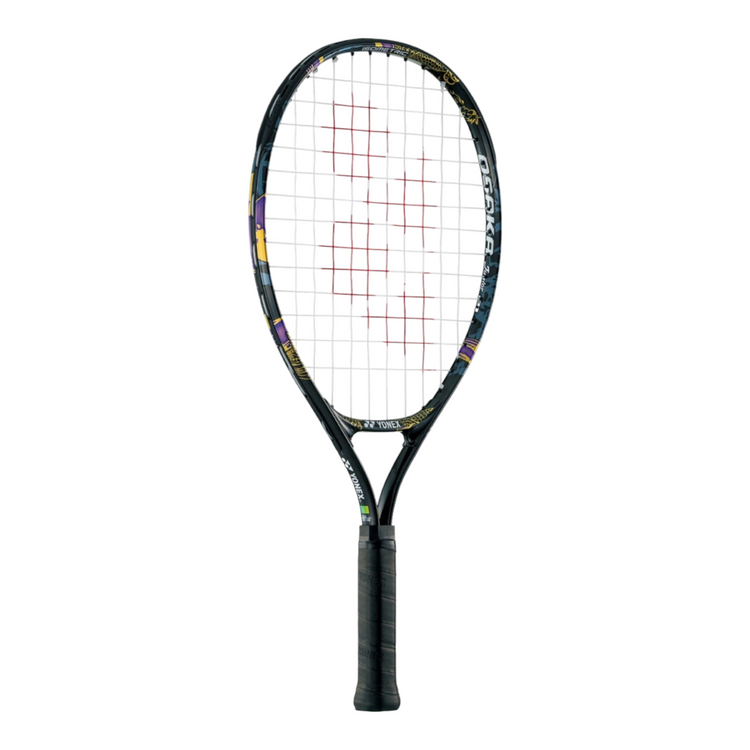 Raqueta de tenis Radach Sports Yonex Osaka Junior 21 con diseño de dragón y flores en marco de aluminio negro