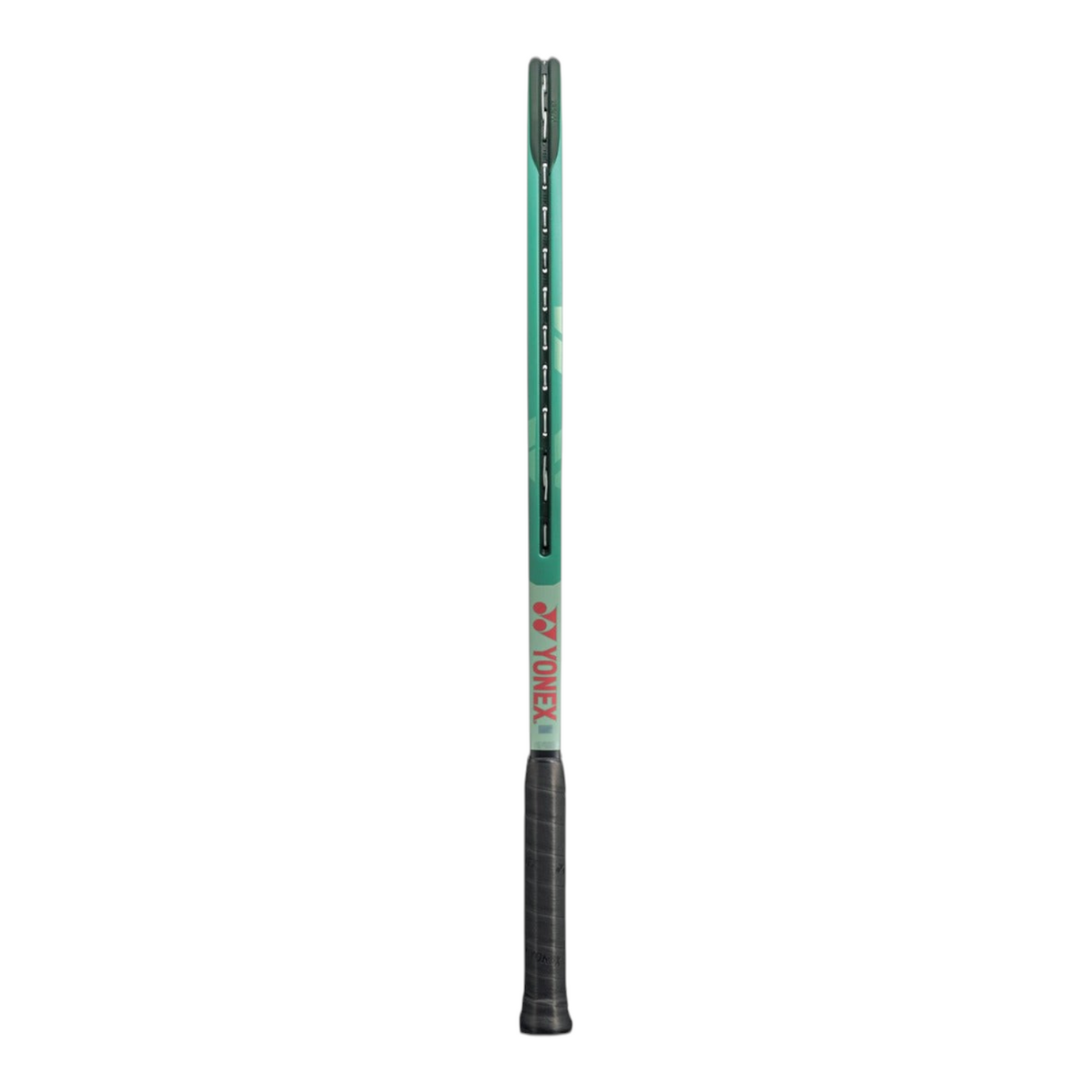 Raqueta de tenis Radach Sports Yonex Percept Game en color verde con mango negro y detalles técnicos visibles