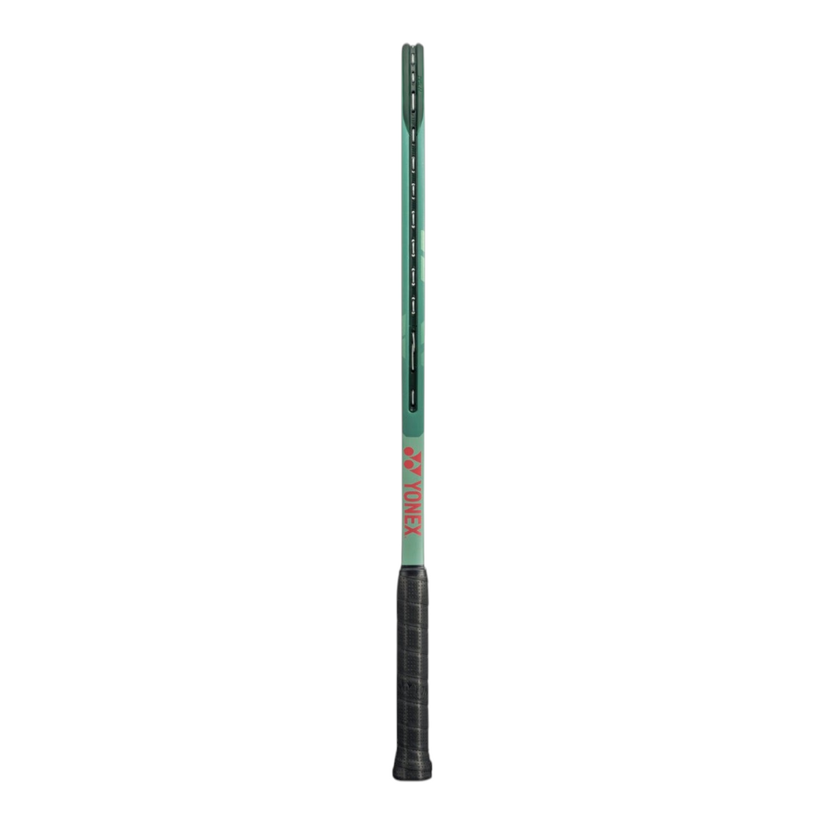 Raqueta de tenis Radach Sports Yonex Percept 97H en color verde oliva con detalles fucsia y empuñadura negra