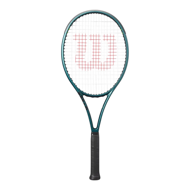 Raqueta de tenis Radach Sports Wilson Blade 100UL V9 en color verde esmeralda mate con detalles en naranja