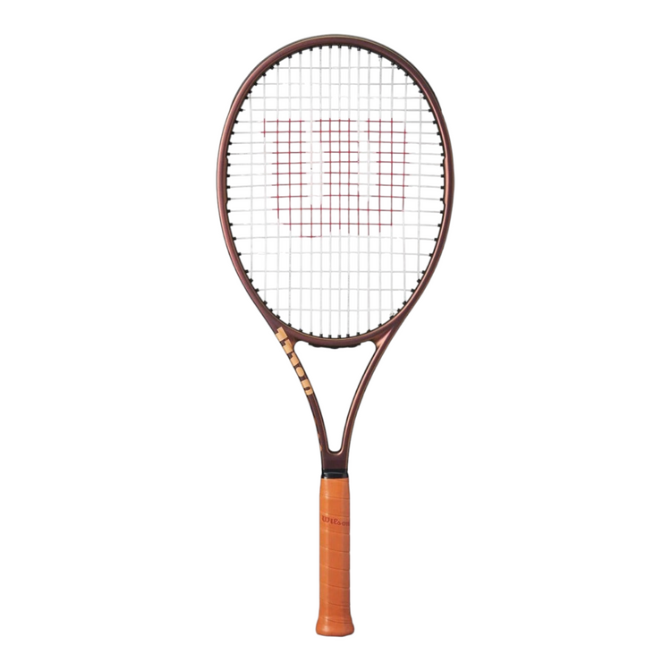 Raqueta de tenis Radach Sports Wilson Pro Staff X V14 color tierra con aro 100 y empuñadura de cuero marrón