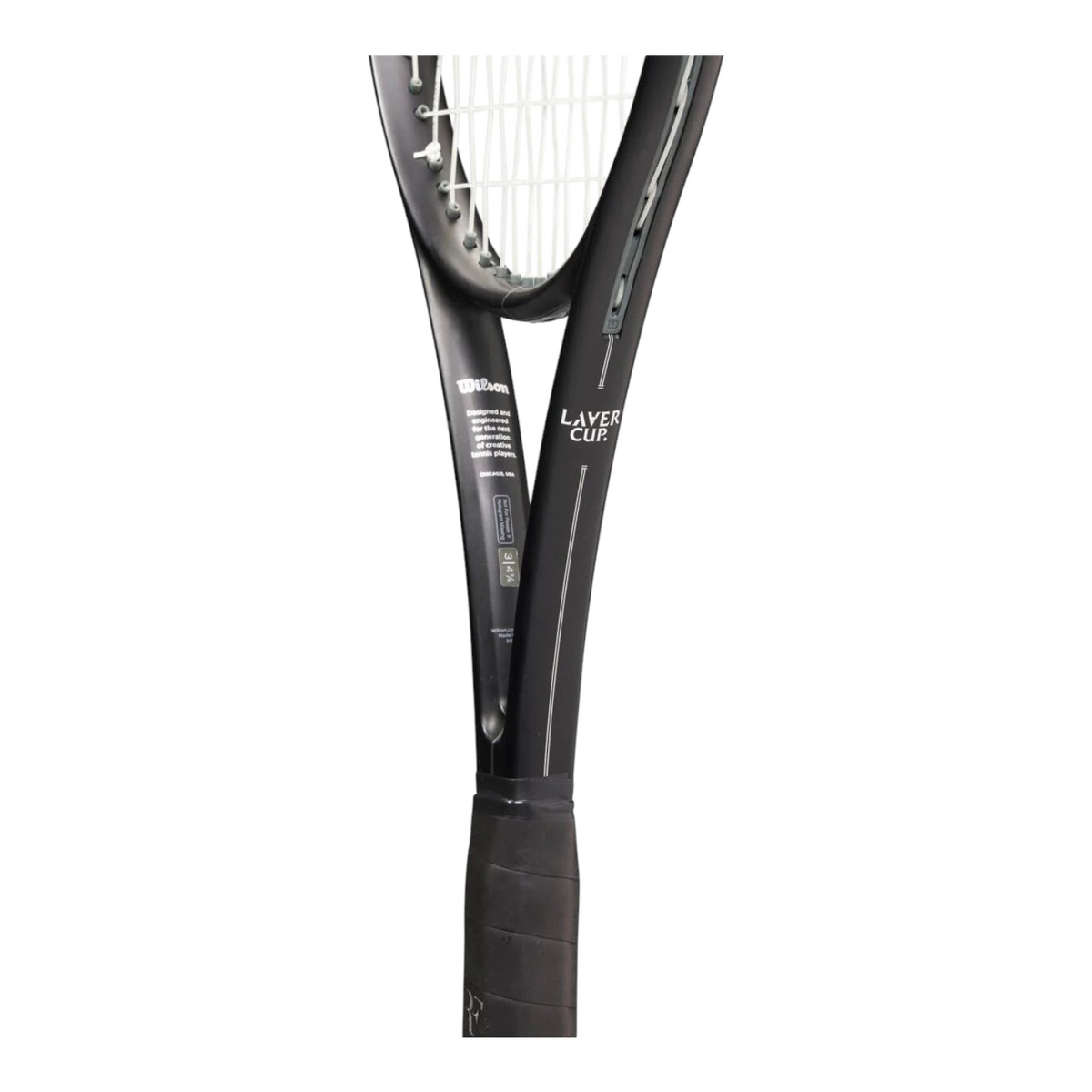 Raqueta de tenis Radach Sports Wilson RF 01 Laver Cup 2024 en color negro con detalles técnicos y logo del torneo