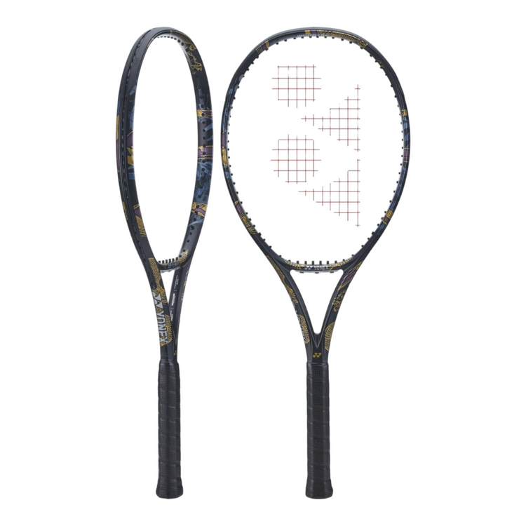 Raqueta de tenis Radach Sports Yonex Ezone Osaka 100 con diseño exclusivo en tonos oscuros y detalles dorados