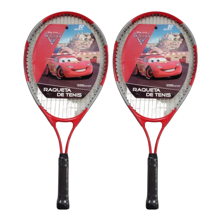 Pack de 2 raquetas de tenis Radach Sports de 23 pulgadas con diseño de Cars para niños de 7 a 8 años en aluminio rojo