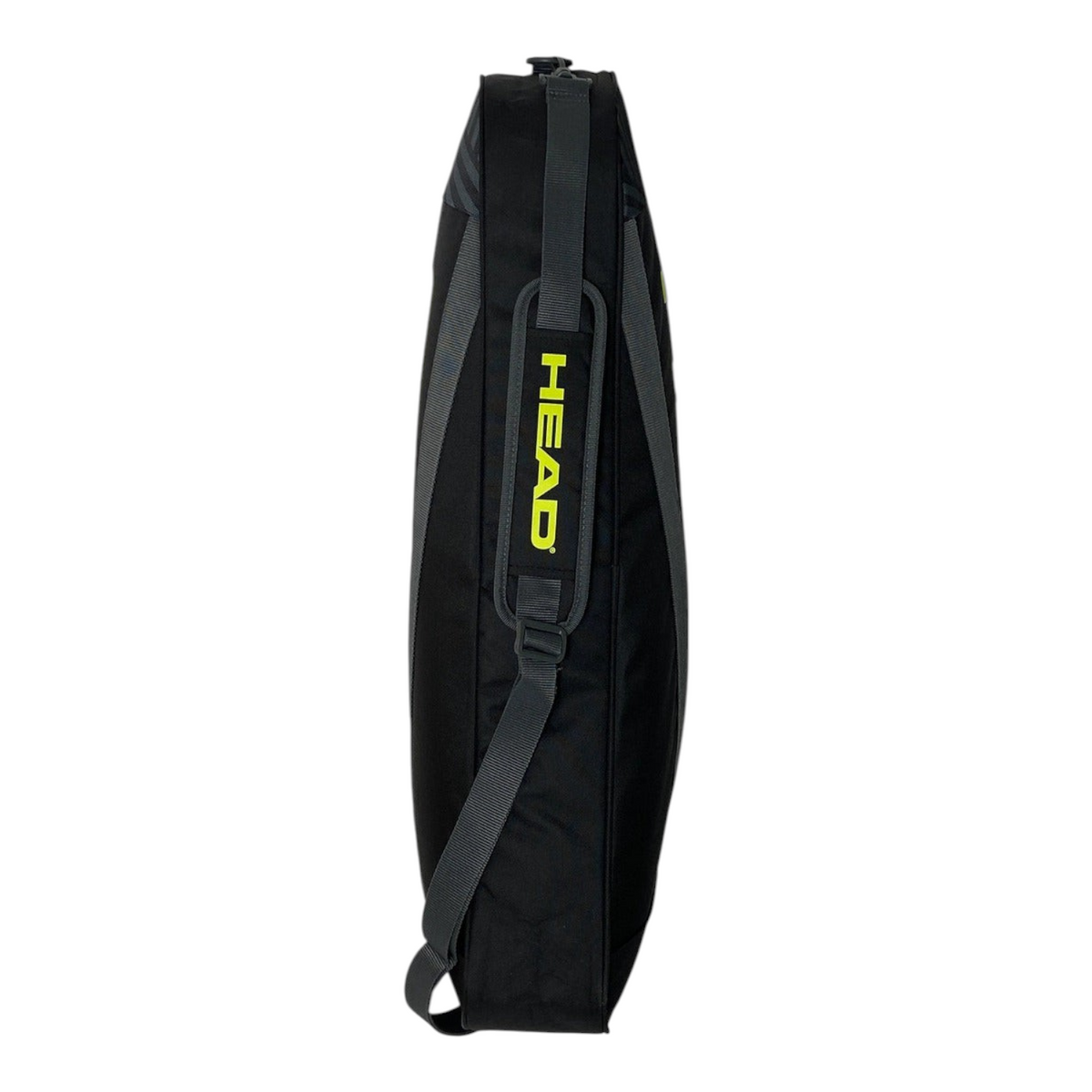 Raquetero Radach Sports Head Base S negro con correa ajustable y logo en amarillo para tres raquetas de tenis