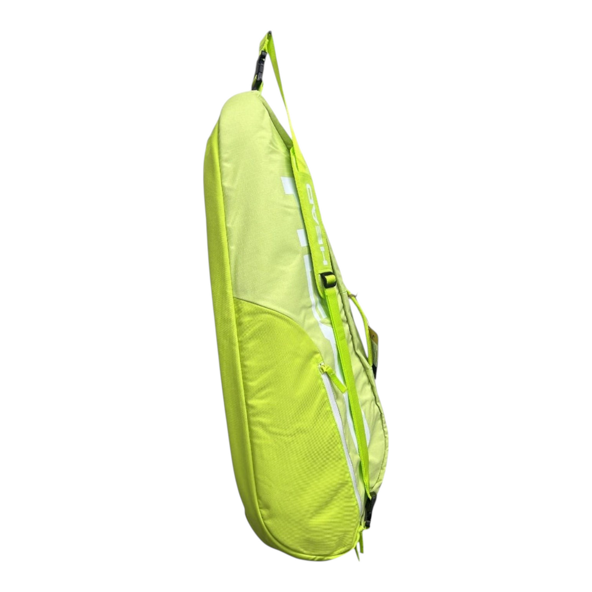 Raquetero Radach Sports Head Base S en color verde fosforescente con capacidad para 3 raquetas y bolsillo frontal