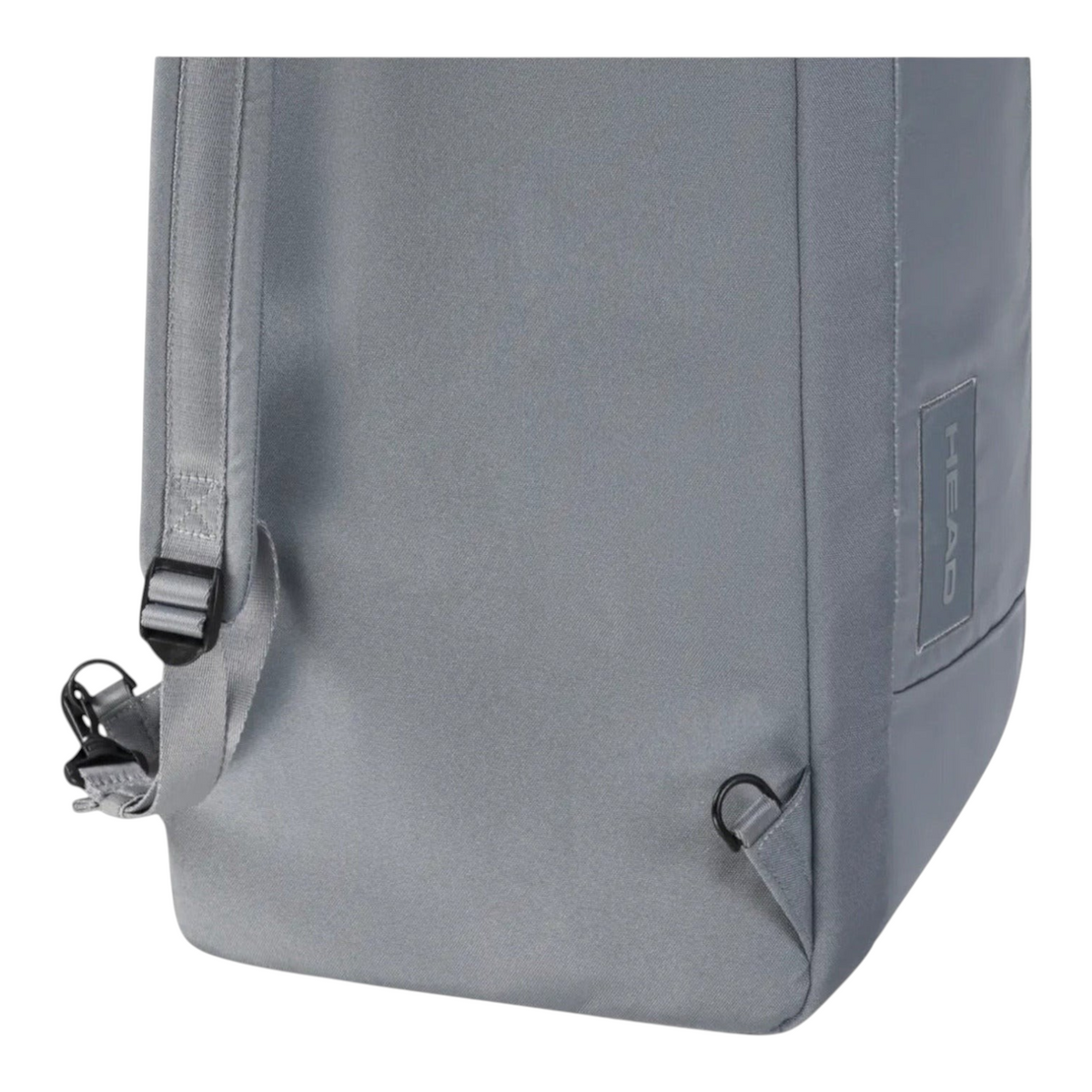 Detalle de la base y correas del raquetero gris Head Tour Duffle Bag L de Radach Sports