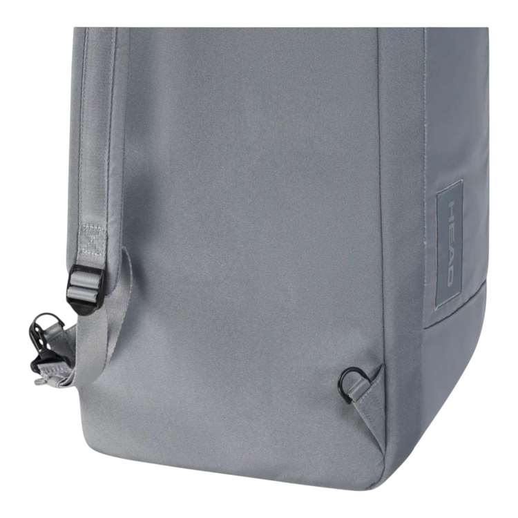 Detalle de la base y correas del raquetero gris Head Tour Duffle Bag L de Radach Sports