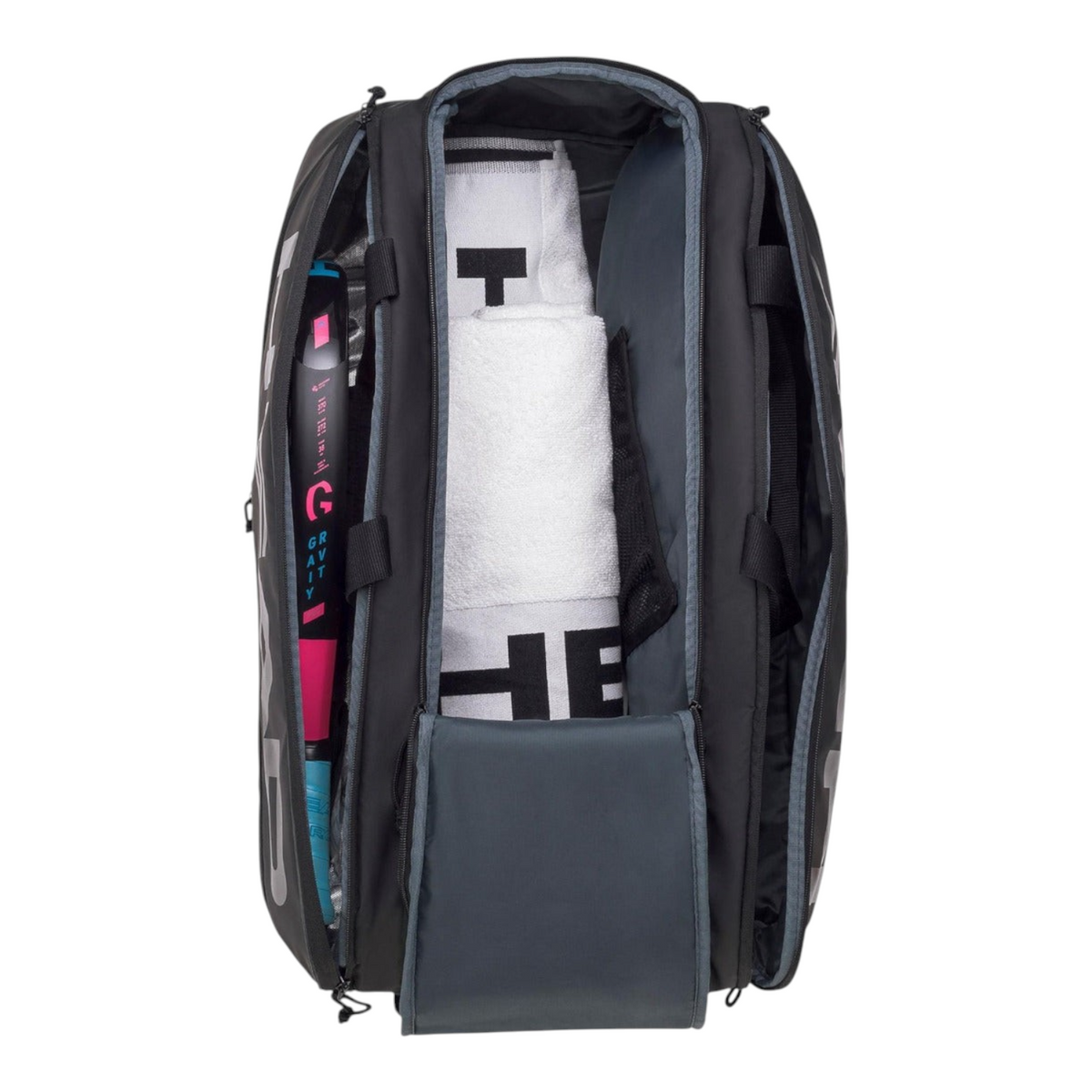 Raquetero Radach Sports Head Pro L en color negro con compartimento interior espacioso para raquetas y accesorios