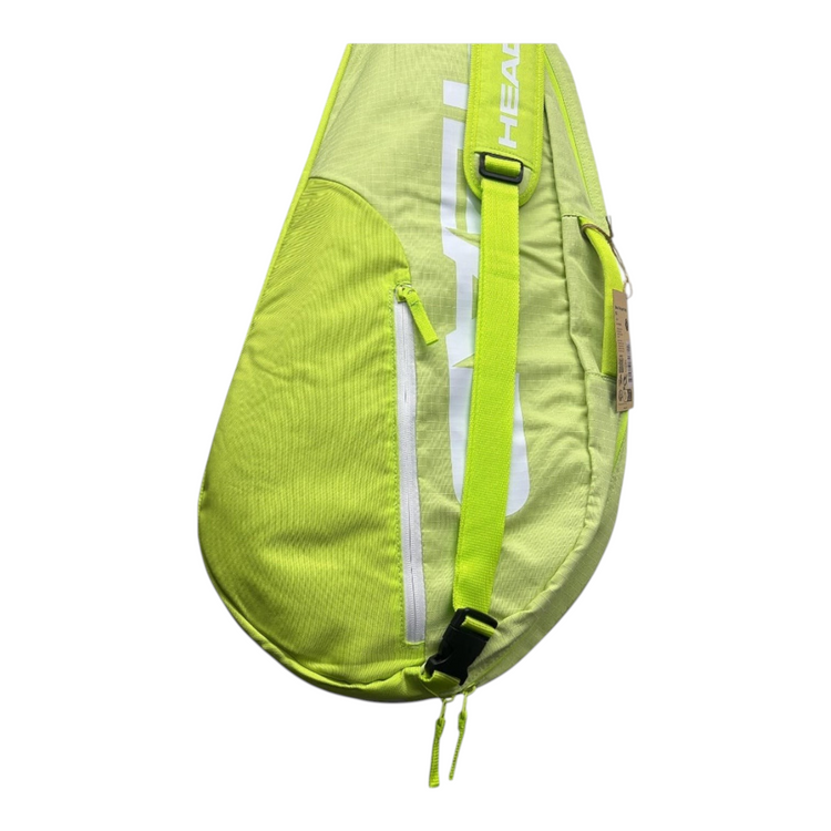 Raquetero Radach Sports Head Base S en color verde fosforescente con compartimento para 3 raquetas y correa ajustable