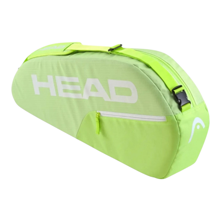 Raquetero Radach Sports Head Base S en color verde fosforescente con capacidad para tres raquetas y bolsillo frontal