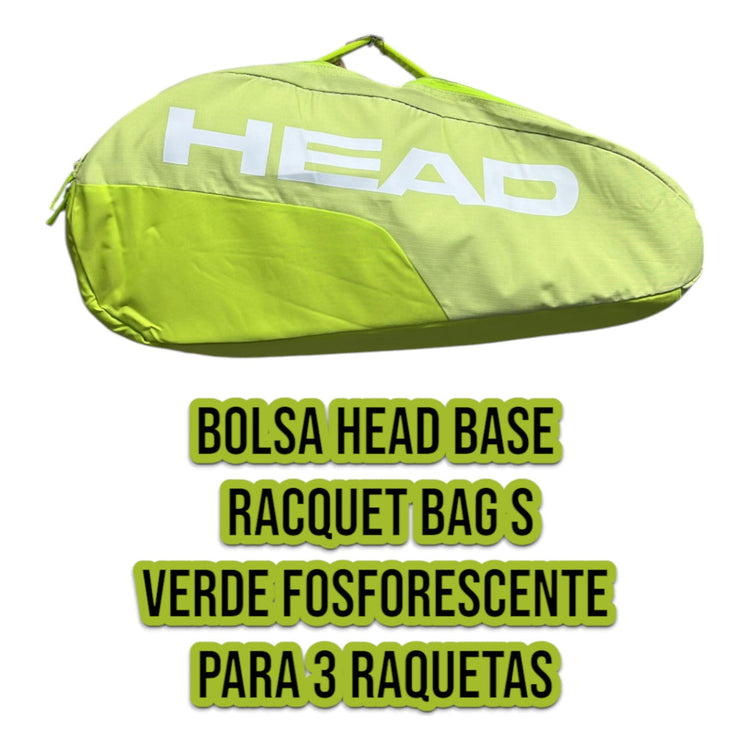 Raquetero Radach Sports Head Base S en color verde fosforescente con capacidad para tres raquetas de tenis