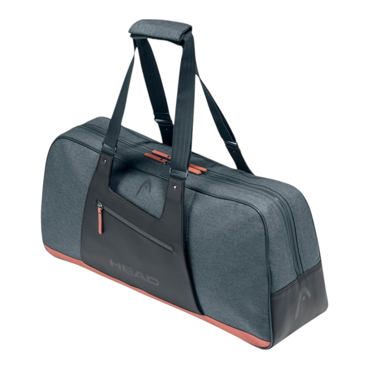 Raquetero Radach Sports Head Women's Court Bag 2021 gris y negro con capacidad para cuatro raquetas y detalles en coral