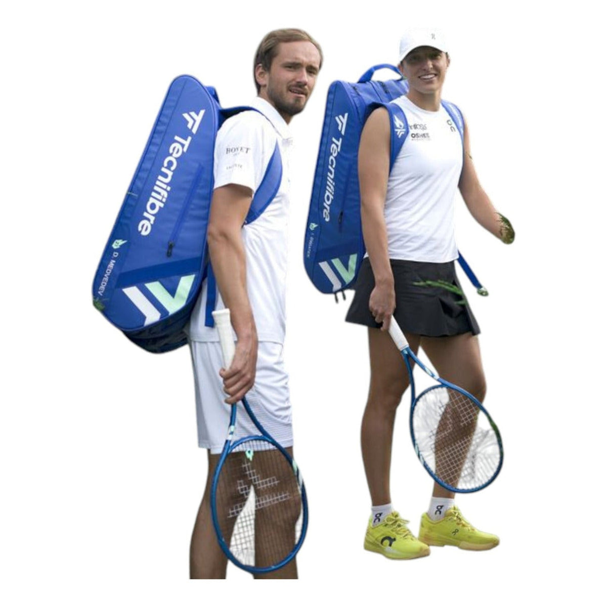 Raquetero Radach Sports Tecnifibre Tour Endurance azul con Daniil Medvedev e Iga Swiatek, capacidad para 12 raquetas.