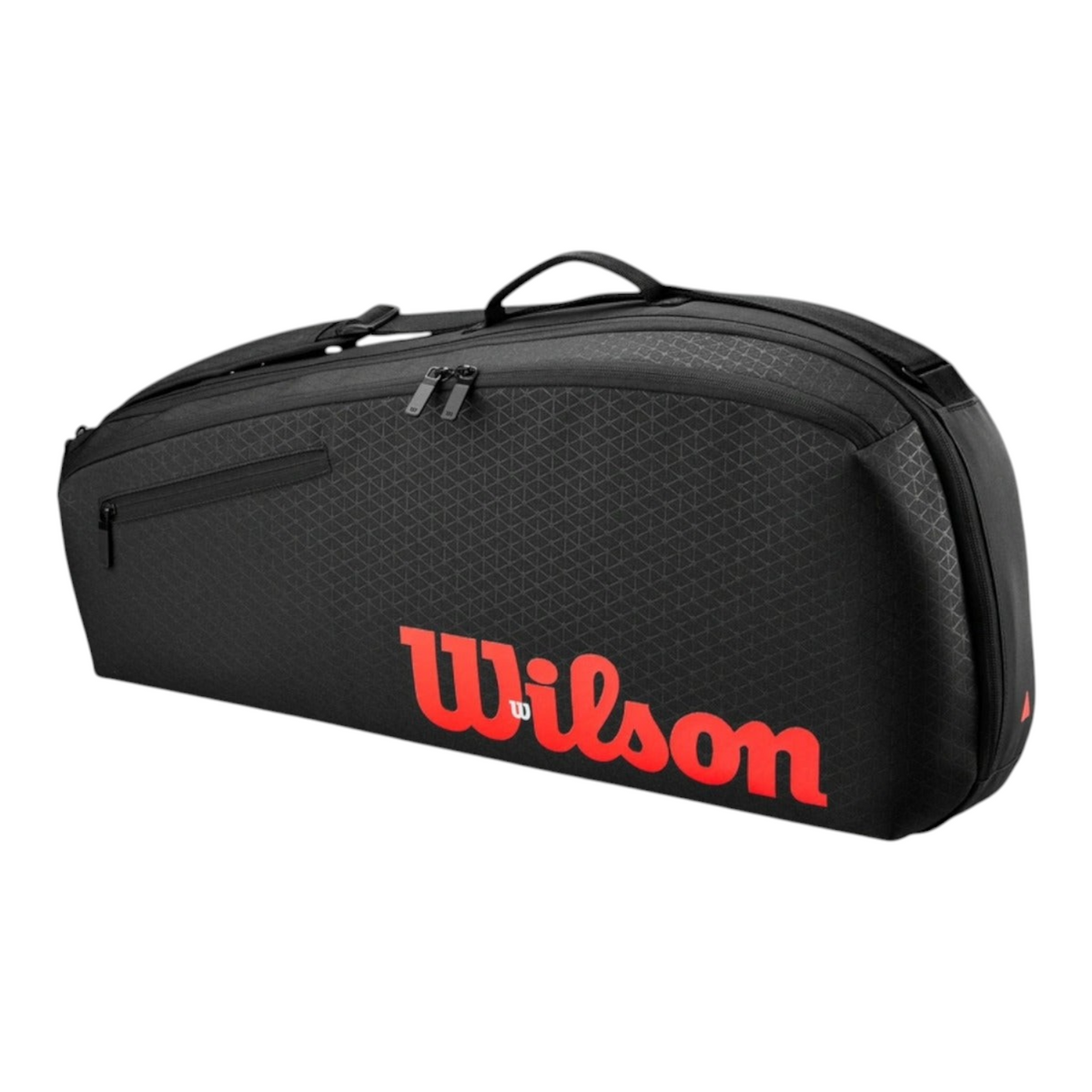 Raquetero Radach Sports Wilson Clash V3 negro con logo rojo, diseño triangular y capacidad para tres raquetas