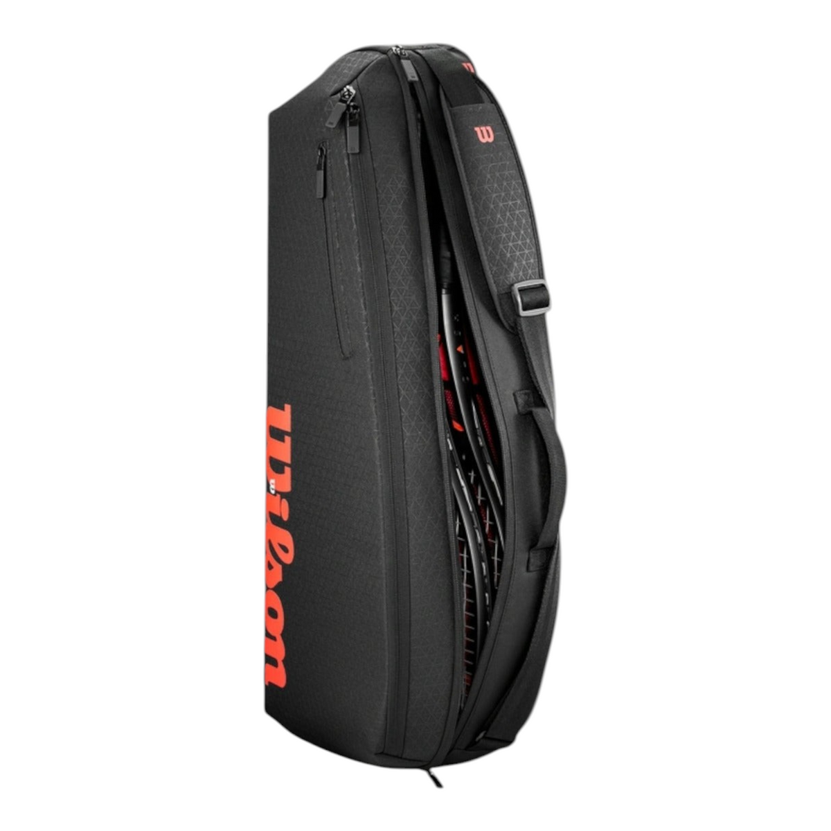 Raquetero Radach Sports Wilson Clash V3 negro y rojo con capacidad para tres raquetas y diseño de triángulos