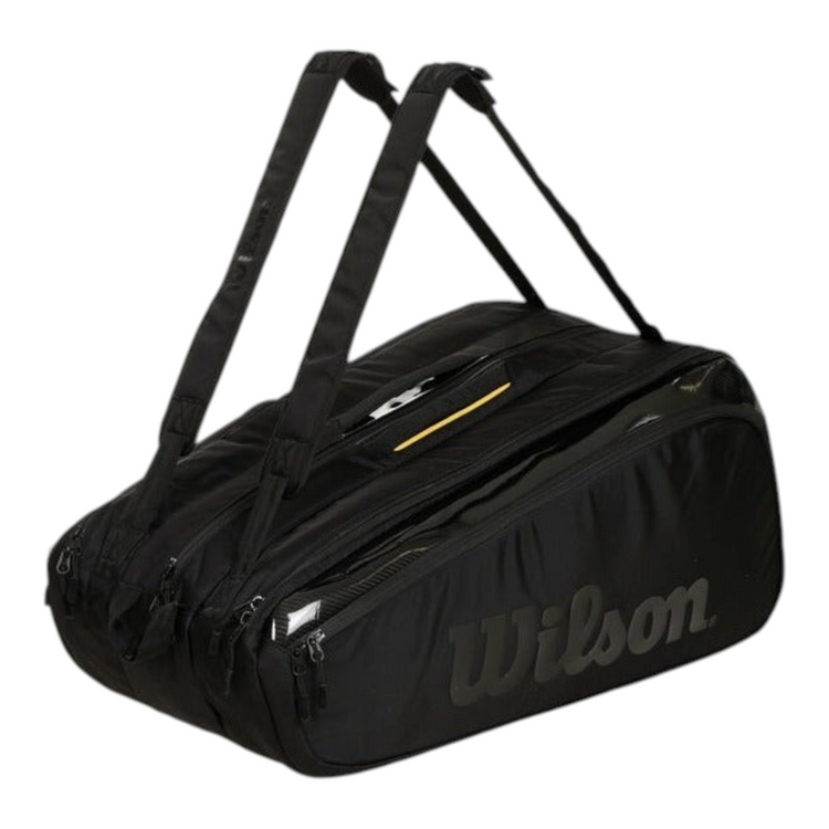 Raquetero Radach Sports Wilson Super Tour 15pk Pro Staff en color negro con correas ajustables y diseño profesional