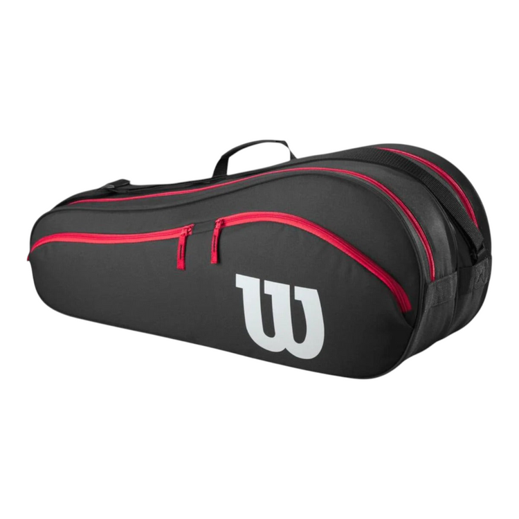 Raquetero Radach Sports Wilson Advantage 6pk 2025 en color negro con detalles en rojo y logo blanco