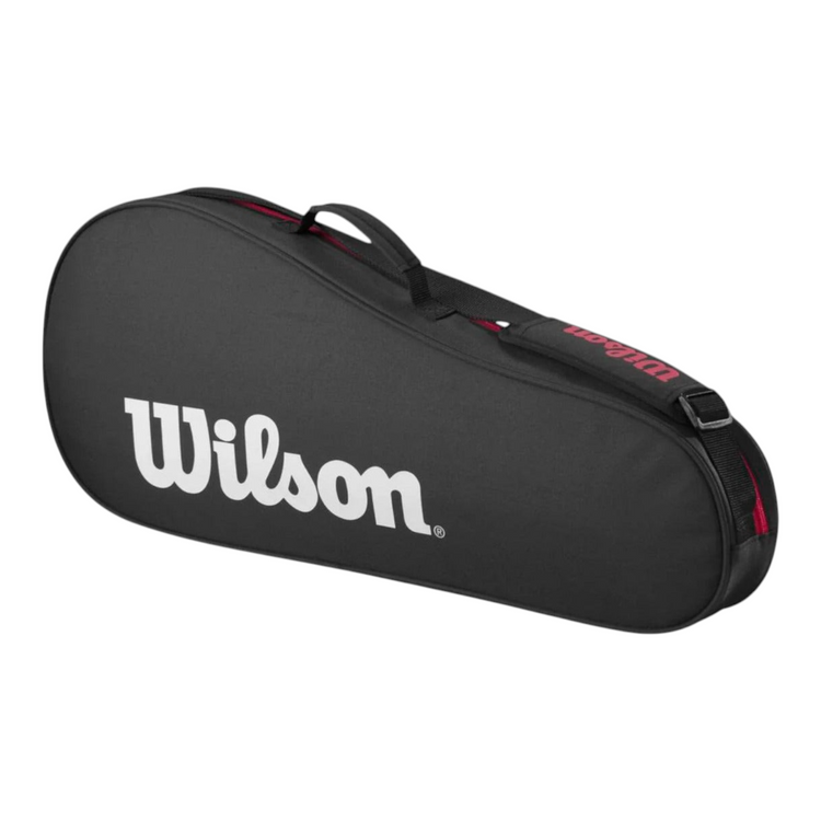 Raquetero Radach Sports Wilson Advantage 3pk negro con logo blanco y correa ajustable para tres raquetas de tenis