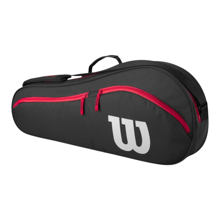 Raquetero Radach Sports Wilson Advantage 3pk negro con detalles en rojo y logo blanco para tres raquetas de tenis