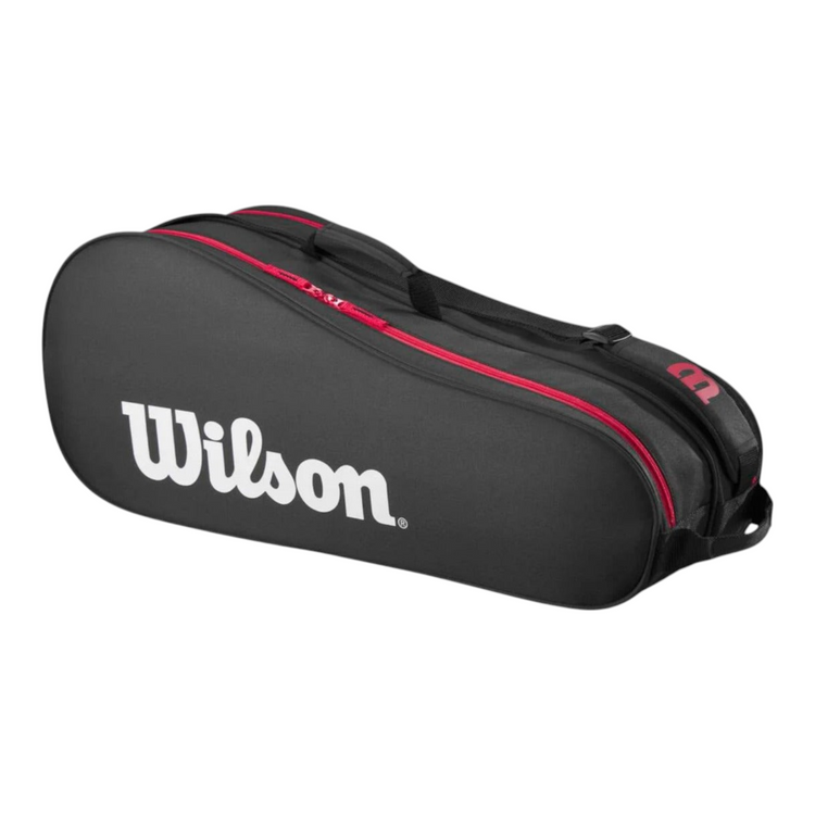 Raquetero Radach Sports Wilson Advantage 6pk 2025 en color negro con detalles en rojo y logo blanco