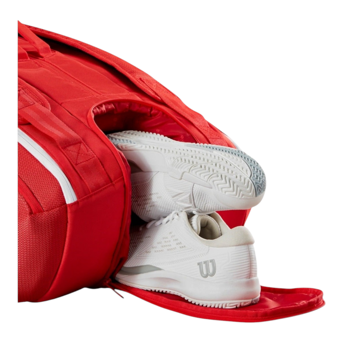 Radach Sports raquetero Wilson Super Tour rojo con compartimento ventilado para calzado deportivo blanco